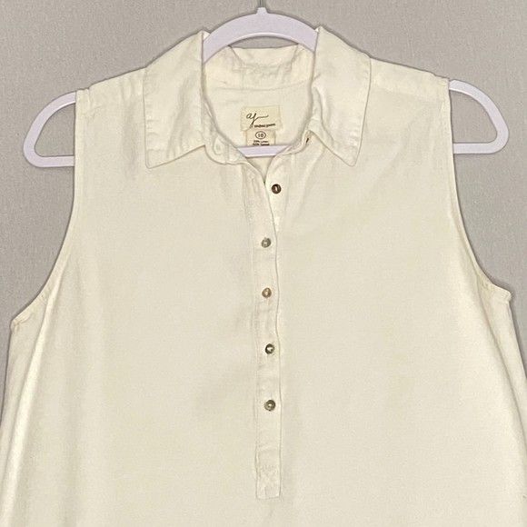 AJ Andrea Jovine Shirt Dress 10 Cream Linen Blend - Picture 2 of 5